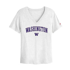 League Women's Washington W Intramural Boyfriend V-neck Tee#color_white Hover