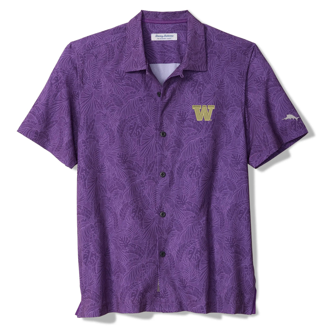 Tommy Bahama Men's Washington Huskies Bahama Coast Saltwater Fronds Camp Shirt