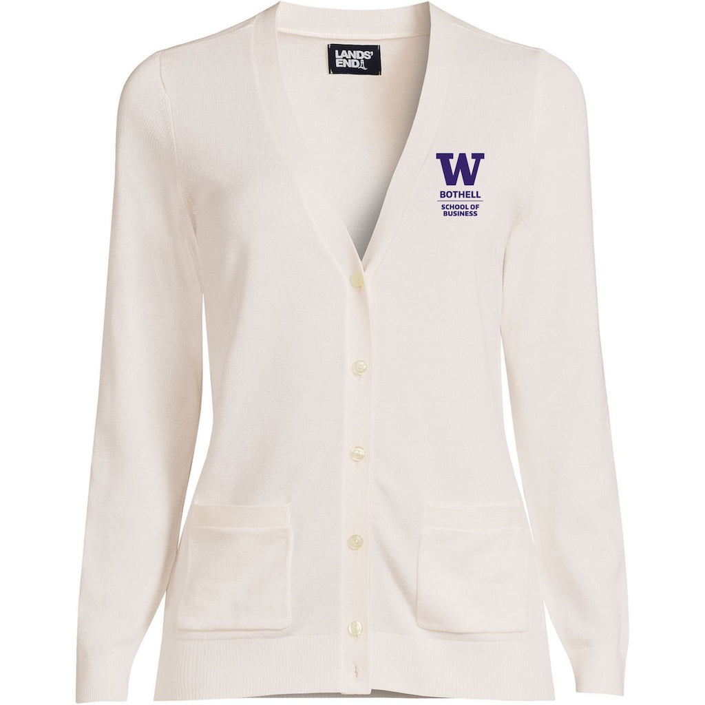 Lands' End Women's UW Bothell School of Business Cotton Modal Long Sleeve V-neck Cardigan Sweater