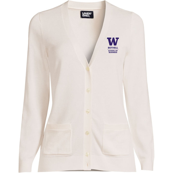 Lands' End Women's UW Bothell School of Business Cotton Modal Long Sleeve V-neck Cardigan Sweater