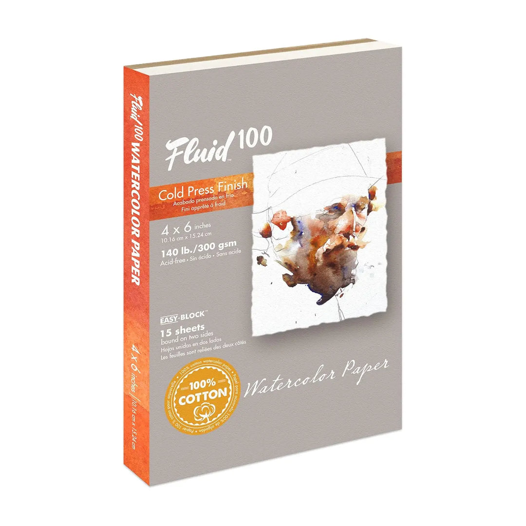Fluid 100% Cotton 140lb Cold Press Watercolor Block