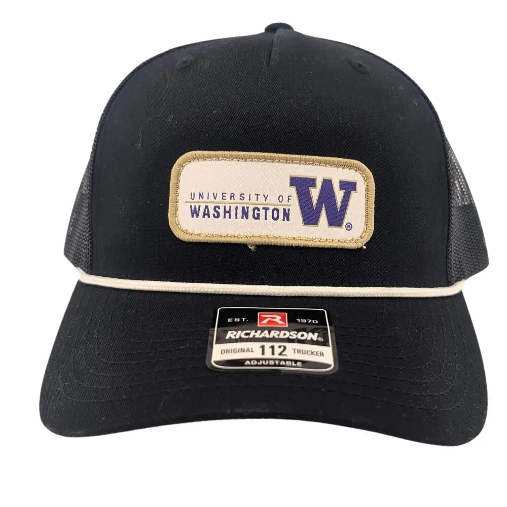 Richardson Black UW Rectangle Patch 5p Rope Trucker Hat