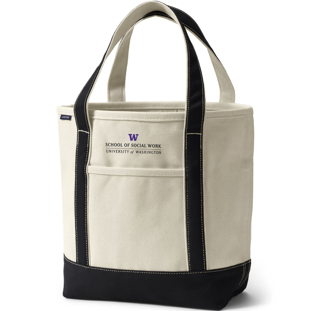 Lands' End Natural Canvas UW School of Social Work Long Handle Open Top Tote Bag