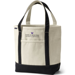 Lands' End Natural Canvas UW School of Social Work Long Handle Open Top Tote Bag Black Hover