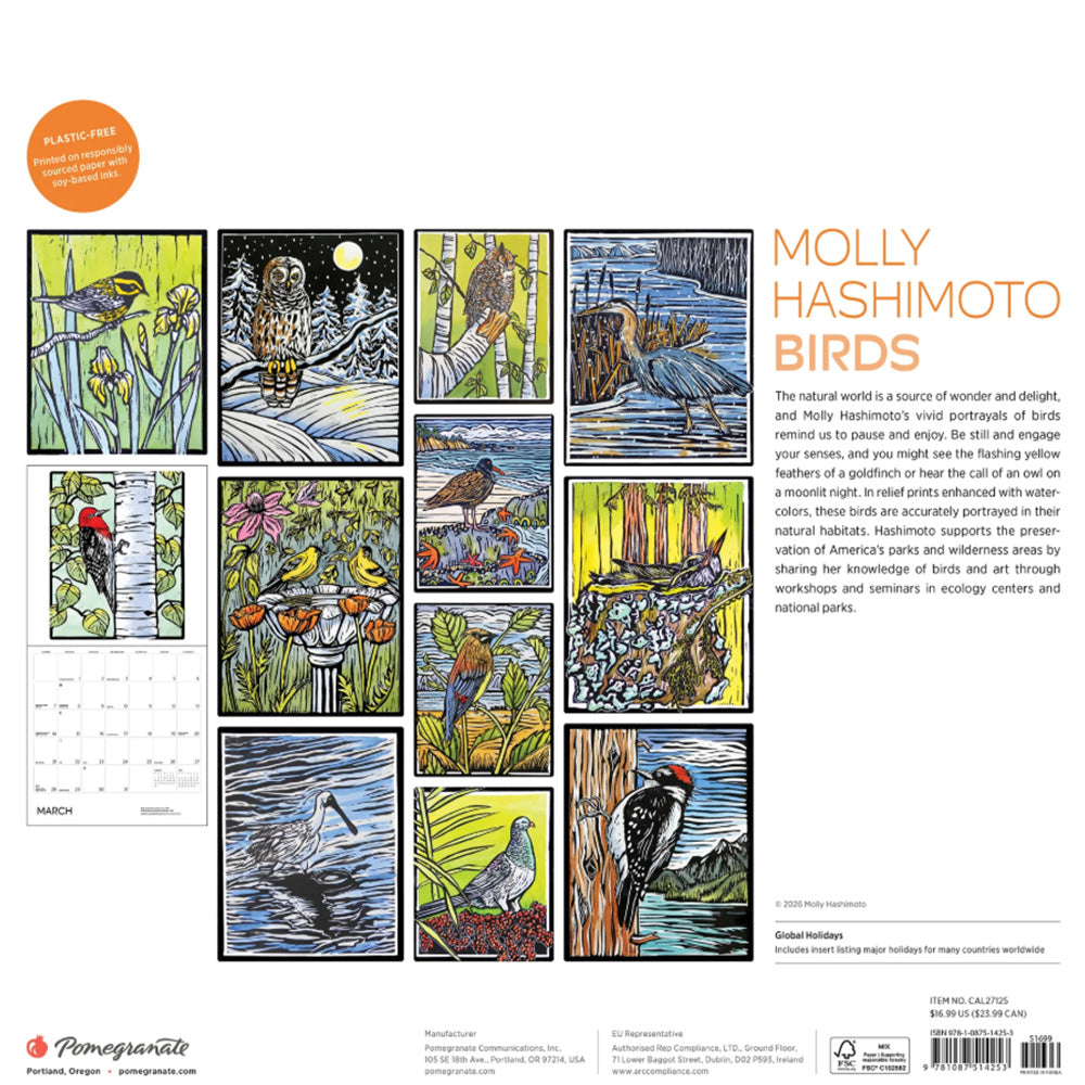 Molly Hashimoto Birds 2027 Wall Calendar