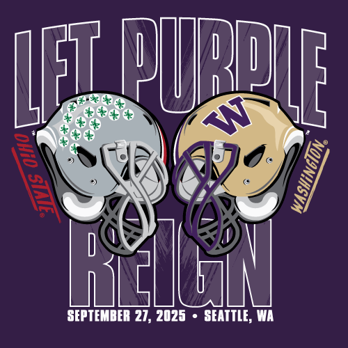 Blue 84 Unisex Let Purple Reign UW vs Ohio State Helmet Tee