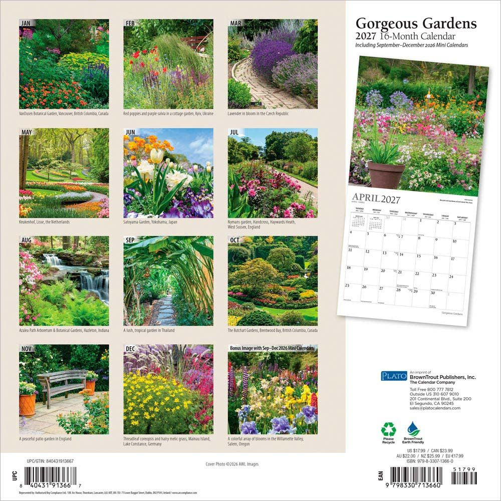 2027 Gorgeous Gardens Wall Calendar