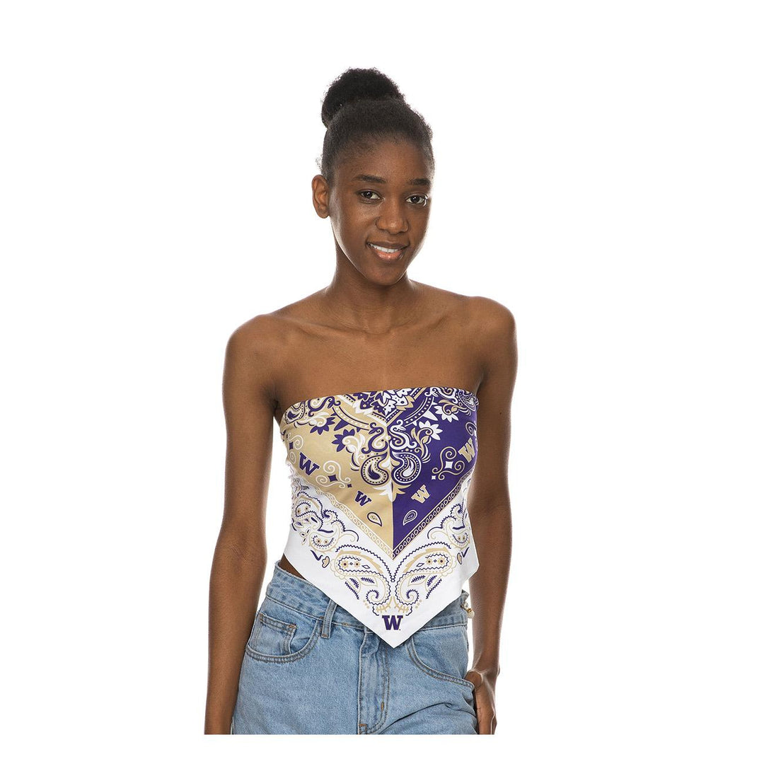 Zoozatz Women's Purple and Gold Colorblock Bandana Tieback One Size Top
