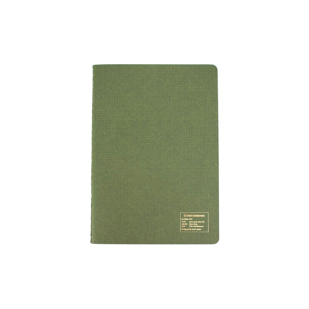 Kleid 2mm A5 Grid Cream Paper Sewn Notebook#color_olive