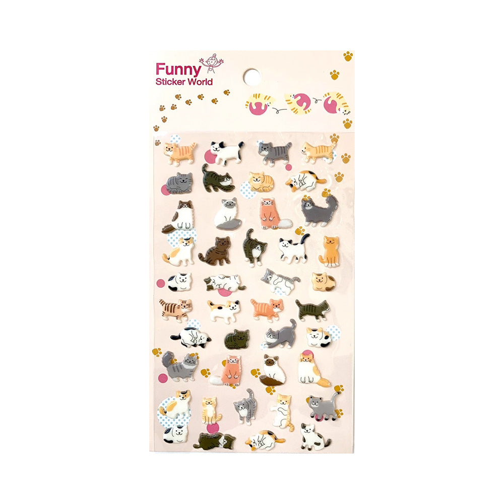 BC Mini Funny Sticker World Mini Cat 2 Puffy Stickers