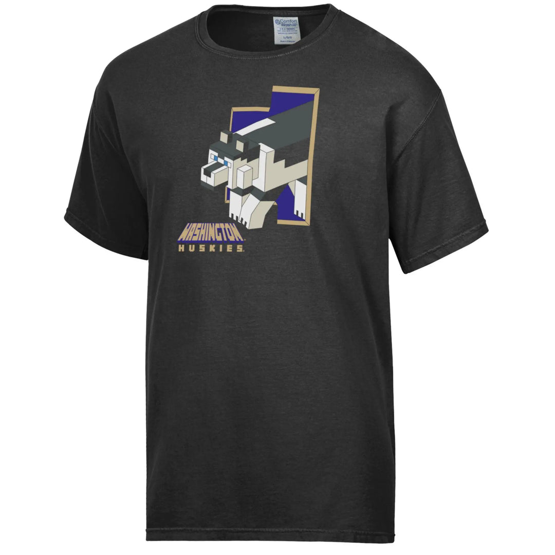Comfort Wash Unisex Black Washington Huskies Block Tee