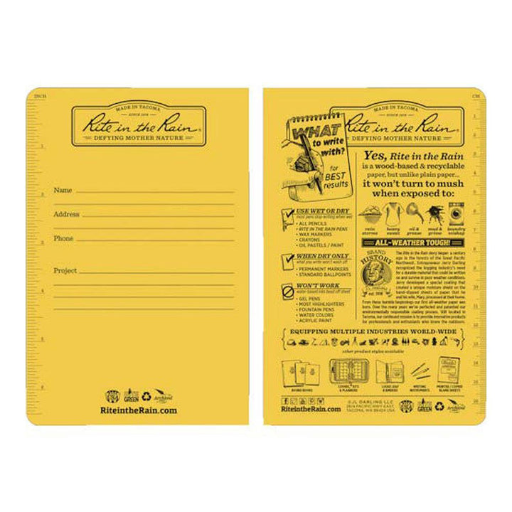 Rite in the Rain Yellow 4-5/8"x7-1/4" Stapled Field 24ct