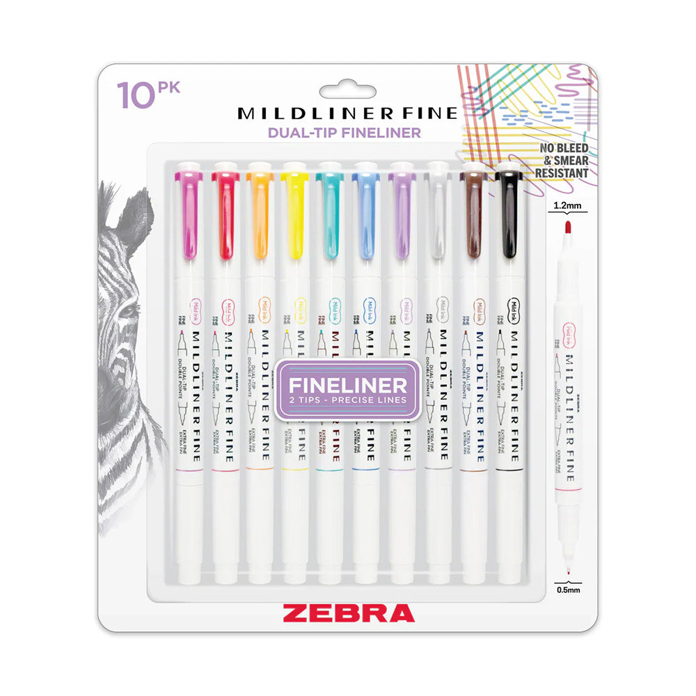 Zebra Mildliner Fineliner Pen Set 10 Pack