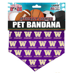 Photo of All Star Dogs Purple All Over W Huskies Sublimated Pet Bandana.