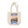 Lantern Press Seattle Waterfront Lithograph Tote Bag thumbnail