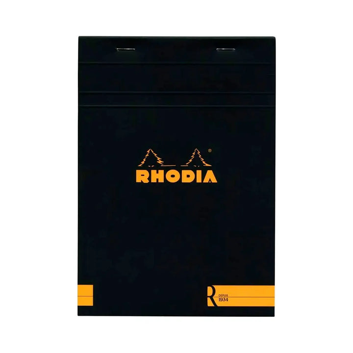 Rhodia Black 6"x8.25" Lined Top Stapled Notepad 70ct