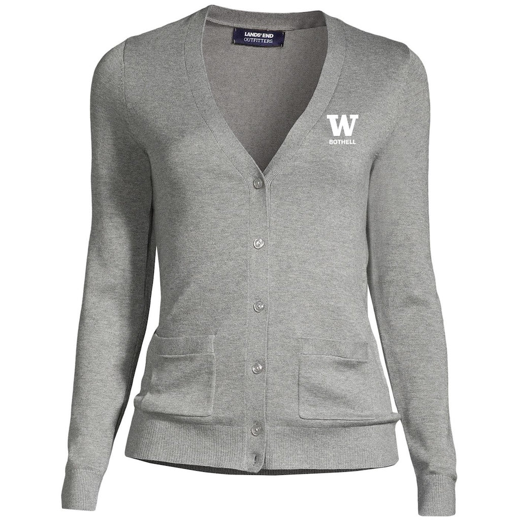Lands' End Women's UW Bothell Cotton Modal Long Sleeve V-neck Cardigan Sweater