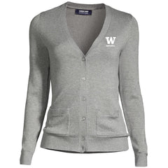 Lands' End Women's UW Bothell Cotton Modal Long Sleeve V-neck Cardigan Sweater