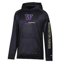 Photo of Champion Men's Washington Huskies FW26 Raglan Sleeve Poly Hoodie.