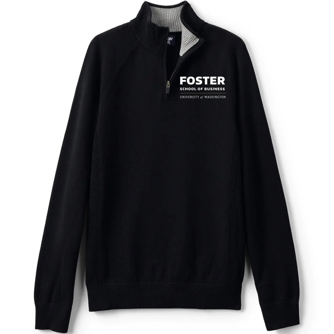 Lands' End Unisex UW Foster School of Business Cotton Modal Quarter Zip Sweater