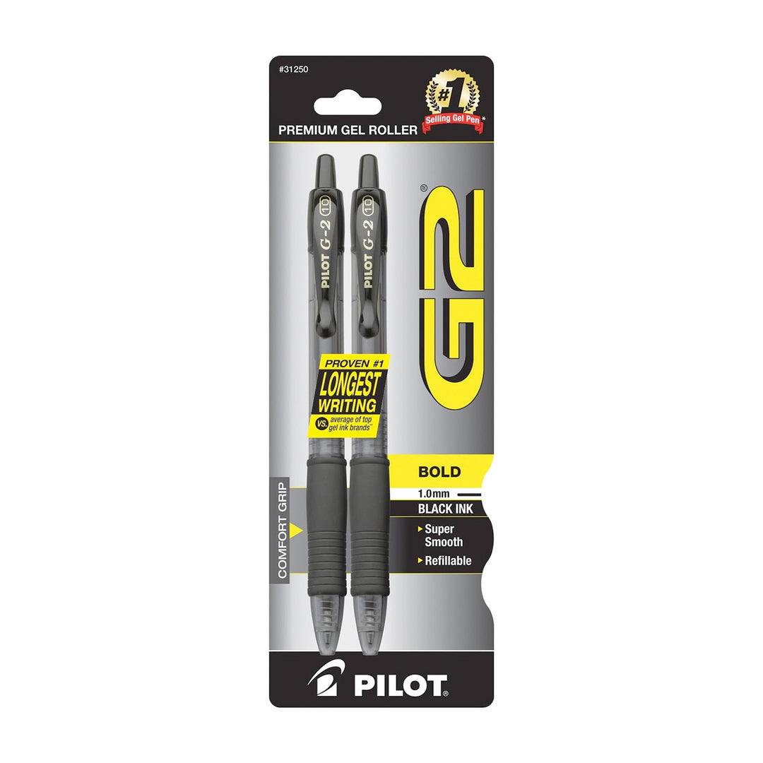 Pilot G2 Bold Point Black Retractable Gel Pen 2 Pack