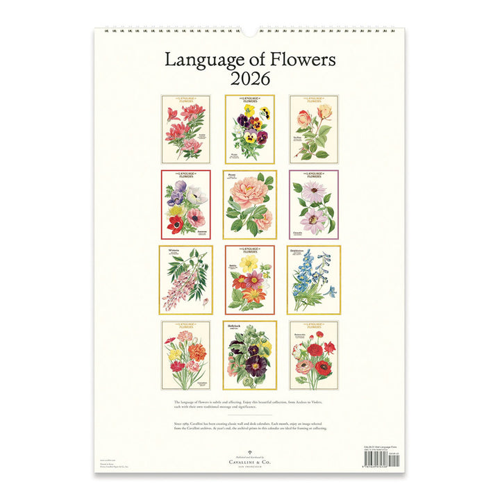 Cavallini Language of Flowers 2026 Wall Calendar