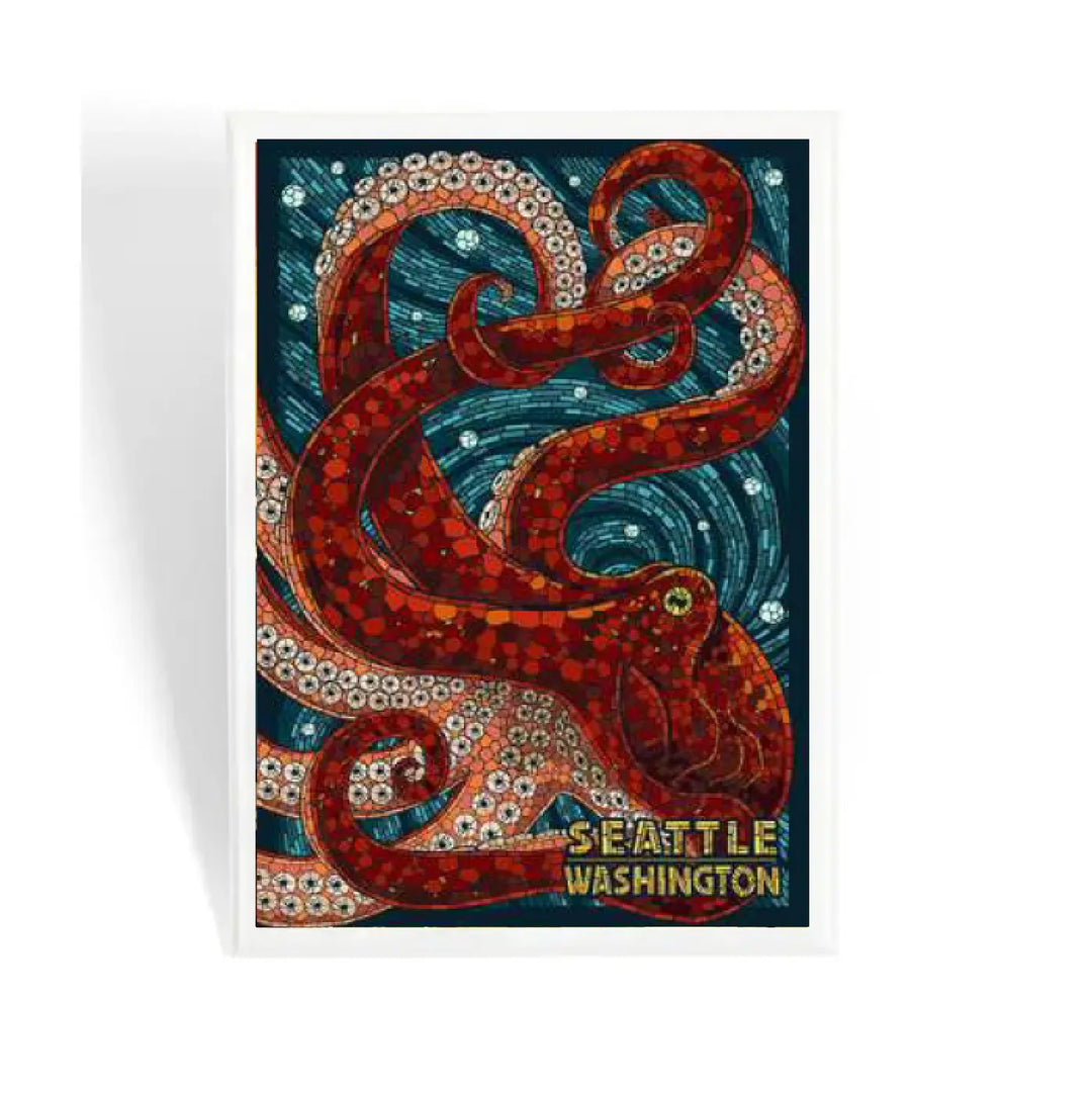 Lantern Press Seattle Octopus Mosaic Badge Magnet
