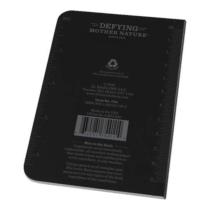 Rite in the Rain Black Universal 3.5"x5" Memo Notebook 56ct