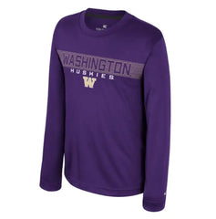Photo of Colosseum Kids' Purple Washington Huskies W Lemongrab Long-Sleeve Tee.
