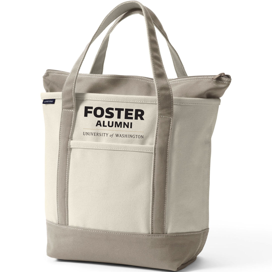 Lands' End Natural Canvas UW Foster Alumni Zip Top Tote Bag