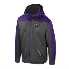 Photo of Colosseum Men's Washington Huskies FW26 Contrast Poly Full Zip Hoodie.