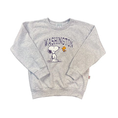 Photo of Third Street Kids' Ice Gray Arch Washington Snoopy & Woodstock Fleece Crewneck.