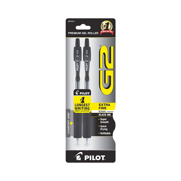 Pilot G2-5 Extra Fine Point Black Retractable Gel Pen 2 Pack