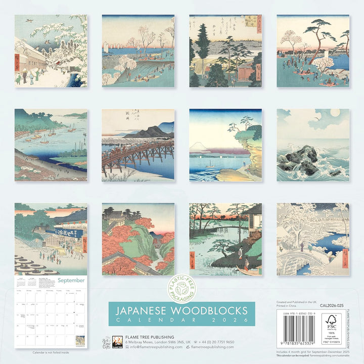 Japanese Woodblocks Wall Calendar 2026