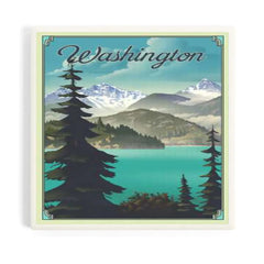 Photo of Lantern Press Washington Lake and Mountains Coaster.