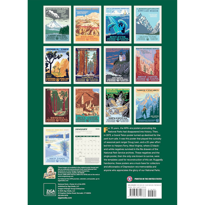 Small Changes National Parks: WPA 8.75" x 12" 2026 Wall Calendar