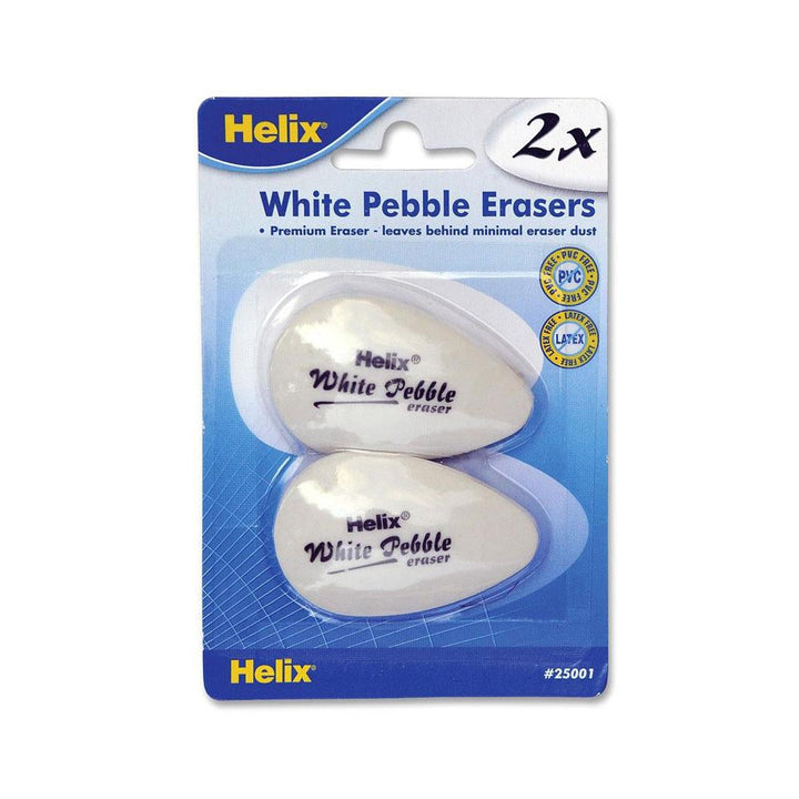 Helix White Pebble Eraser 2 Count