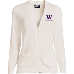 Lands' End Women's UW Class of 2026 Cotton Modal Long Sleeve V-neck Cardigan Sweater