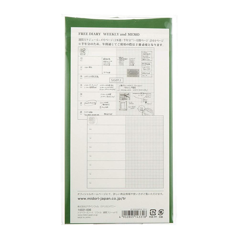Traveler's Company Regular 019 Weekly And Memo Free Diary And Grid Refill 64ct