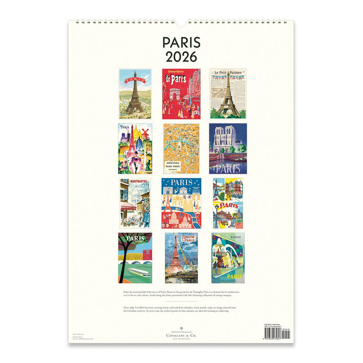 Cavallini Paris 2026 Wall Calendar