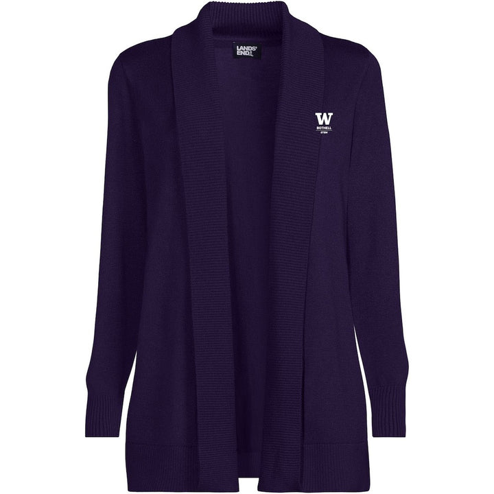 Lands' End Women's UW Bothell STEM Cotton Modal Shawl Collar Cardigan Sweater