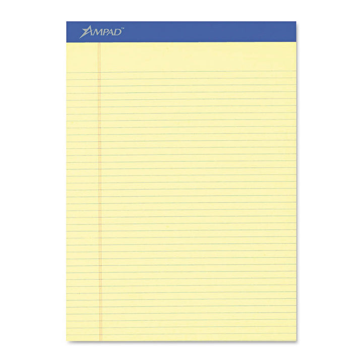 Ampad Canary Narrow Ruled Perforated Evidence Legal Pad 50ct