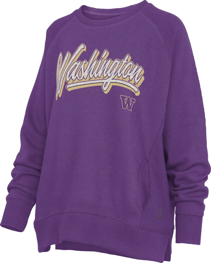 Pressbox Women's Chenille Washington Amore Fleece Hi Low Crewneck