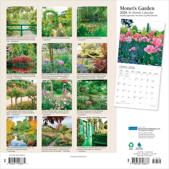 2026 Monet's Garden Wall Calendar
