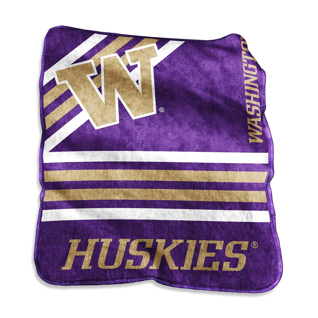 Logo Purple Washington Huskies W Raschel Throw Blanket 50" x 60"