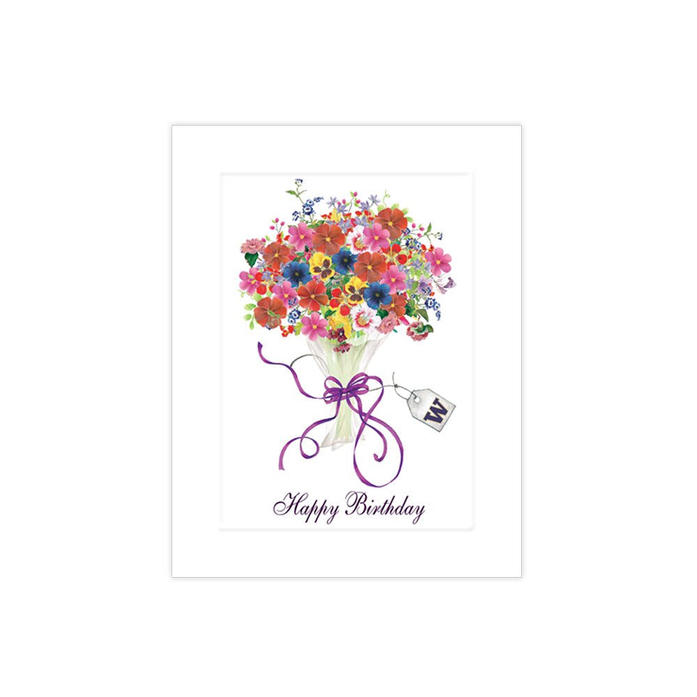 SayangNari W Flower Bunch Wrapped Happy Birthday Greeting Card