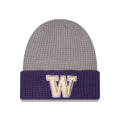 New Era Gray Purple Washington Huskies Knit PLAY Waffle Cuff Beanie thumbnail