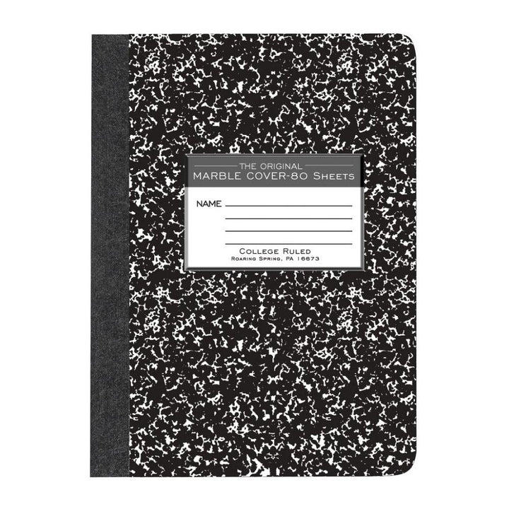Roaring Spring Black Marble College Ruled Sewn Notebook 80ct