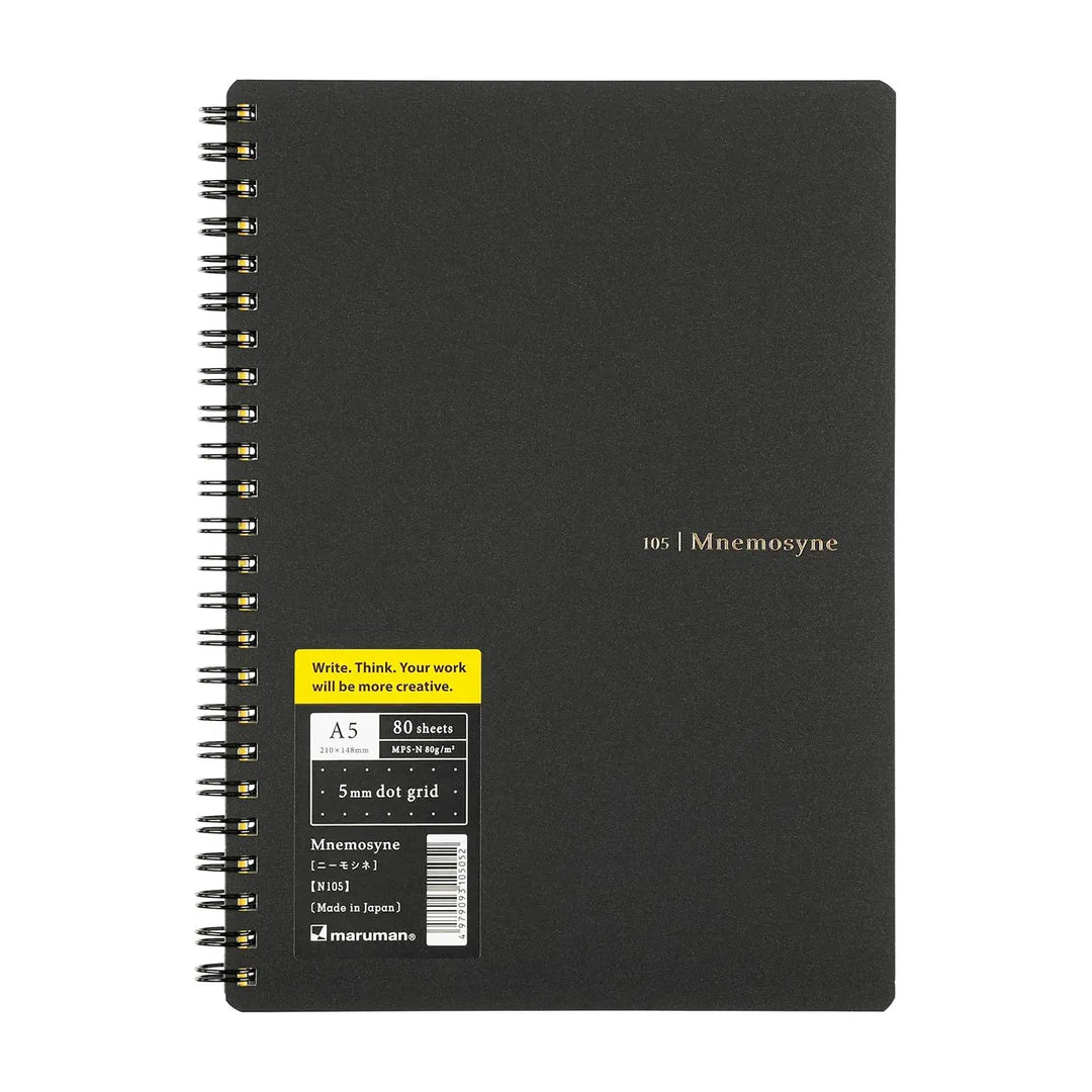 Maruman Black Mnemosyne 5mm Dot Grid Spiral Notebook 80ct