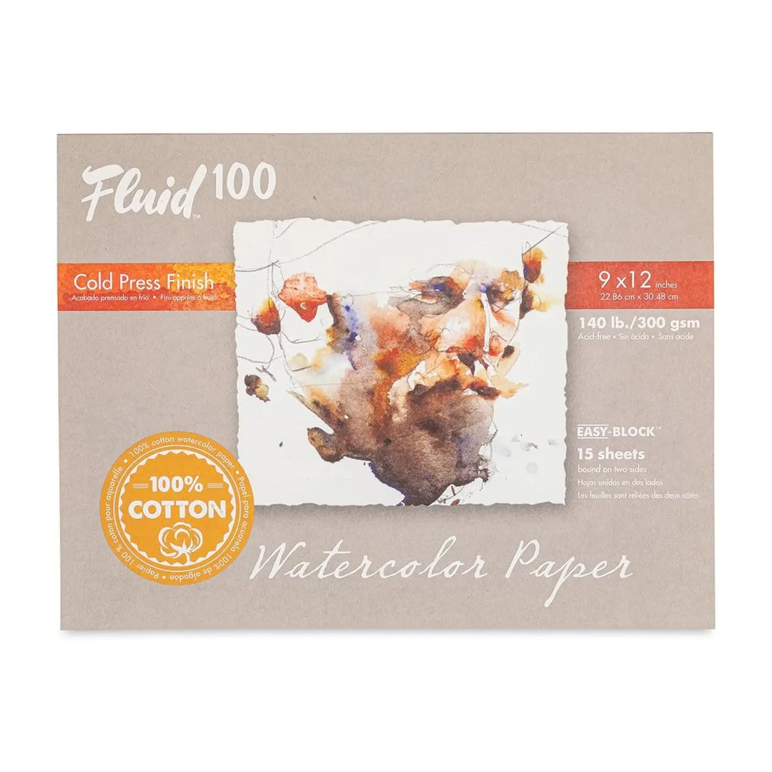 Fluid 100% Cotton 140lb Cold Press Watercolor Block